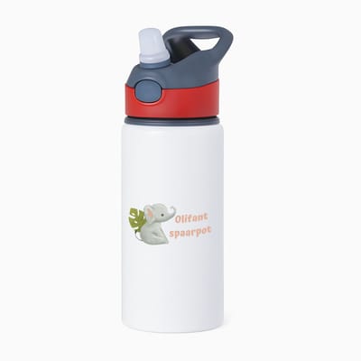 Hacebo® - Olifant waterfles met rietje rood - Olifant - dieren liefhebbers - leuke cadeau voor iemand die van houdt van olifanten - verjaardagscadeau - kado - gift - water fles - 650ML