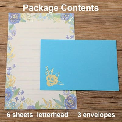 A5 Briefpapier met Enveloppen Bloemenstijl Gelinieerd Briefpapier 6 Vel Briefpapier met 3 Stuks Enveloppen