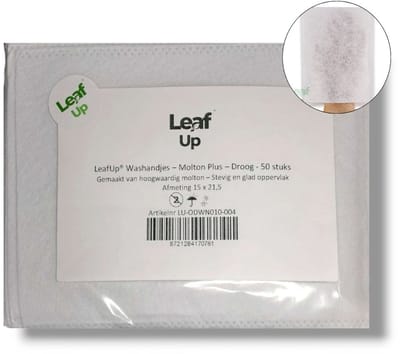LeafUp® Wegwerp Washandjes – Molton Plus – Droog - 50 stuks (B)