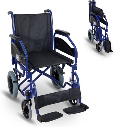 Mobiclinic Maestranza - Rolstoel Opvouwbare - Zitbreedte 45 cm - Travel rolstoel - Parkeerremmen - Staal - Afneembare voetsteunen - Opvouwbare en gevoerde armsteunen - Kleine wielen - Stevig - Zwart