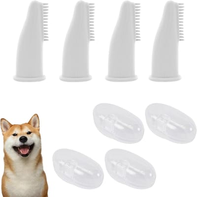 Set van 8 Herbruikbare Vinger Tandenborstels voor Honden van Siliconen, Tandheelkundige Zorg en Plaque Preventie