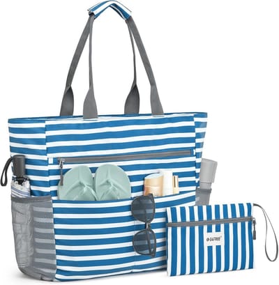 Waterdichte zandbestendige strandtas voor vrouwen met ritszak en make-up tas