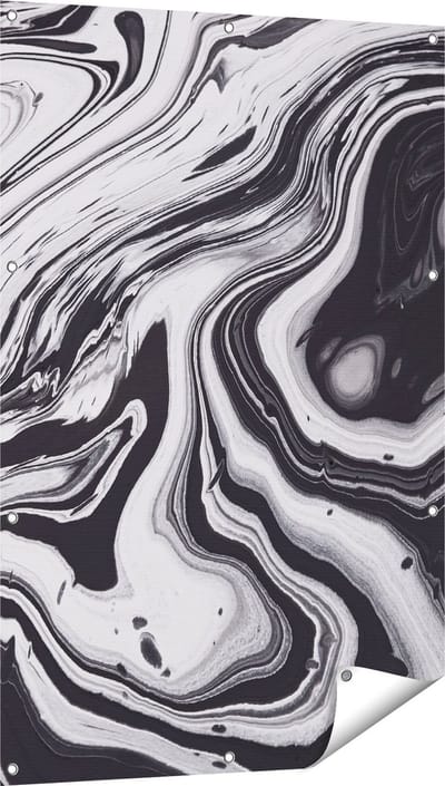 Gards Tuinposter Abstracte Kunst - Zwart met Wit - 80x120 cm - Tuindoek - Tuindecoratie - Wanddecoratie buiten - Tuinschilderij