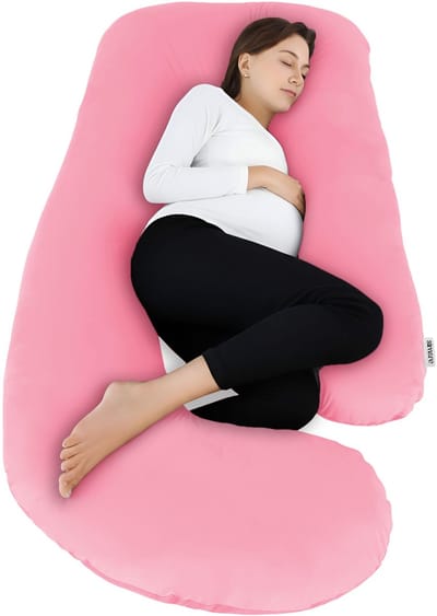 SIMARE Zwangerschapskussen Roze 160x70cm G-vorm - Bodypillow Lichaamskussen Voedingskussen