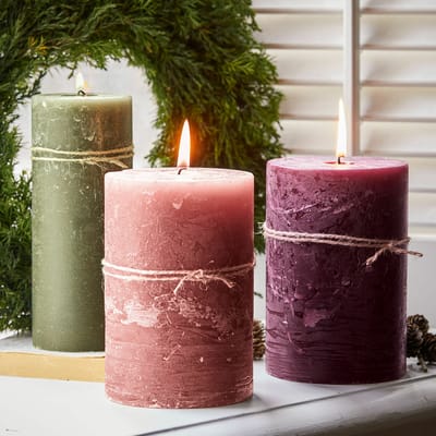 LOBERON Kaars set van 3 Salis roze/groen