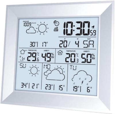 Thuys - Weerstation Binnen en Buiten - Weerstation Draadloos Binnen Buiten - Weerstation met Buitensensor - Wit