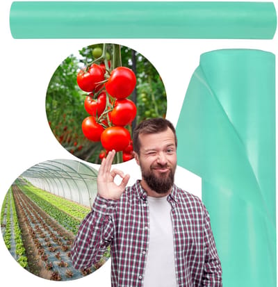 Groene drielaagse tuinfolie, sterke 4-seizoenen folie voor tunnels en kassen CAMPOILA, 10m lang 12m breed | Dikke Broeikasfolie | Tuinfolie voor Tuinieren Broeikas | folietunnel tomatenhuis | UV-bestendig | hoge lichtdoorlatendheid