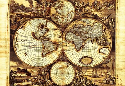 Fotobehang World Map Vintage | XL - 208cm x 146cm | 130g/m2 Vlies
