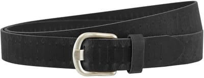 Landley Kinderriem Leer met Gleufjes - Stoer Hunter Leer - 3 cm - Jongens & Meisjes - Zwart - Lengte totaal 70 cm / Riemmaat 55