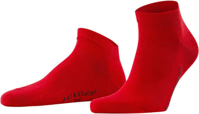 FALKE Cool 24/7 kort eenkleurig katoen sneakersokken enkelsokken heren rood - maat 41-42