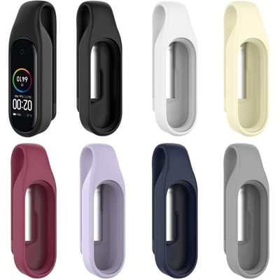 Vervangende Cliphouder Zachte Waterdichte Armband Beschermende Band Cover Case Compatibel voor Mi Band 6 beige