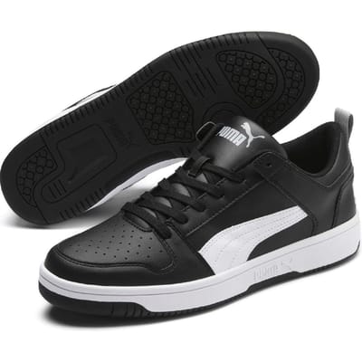 PUMA - maat 42.5-  Rebound LayUp Lo SL Sneakers Unisex - Puma Black-Puma White-High Rise