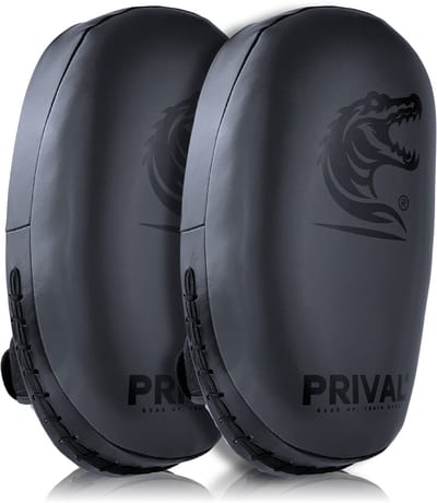 Prival Kick Pads – Luxe Bokspads voor Kickboksen & MMA – Set van 2 – Verstelbare Handgrepen – Zwart – Duurzaam Kunstleer