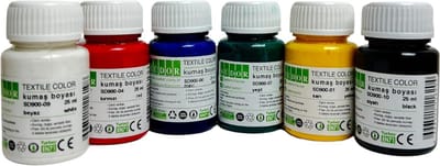 Südor Textielverfset 6x25 ml (150 ml) , 6 hoofdkleuren, textielverf