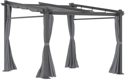 Luxe Pergola - Prieel - Paviljoen met Uitschuifbaar Dak - Tuinpaviljoen - 3 x 3 m - Tuinpergola - Overkapping - Terrasoverkapping – Tuinpaviljoen Buiten - voor Terras, Tuin, Balkon - Donkergrijs