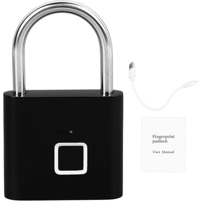 Vingerafdruk Hangslot Slim Sleutelloos Biometrisch Duimafdruk Slot Anti Diefstal Elektronisch Slot gray