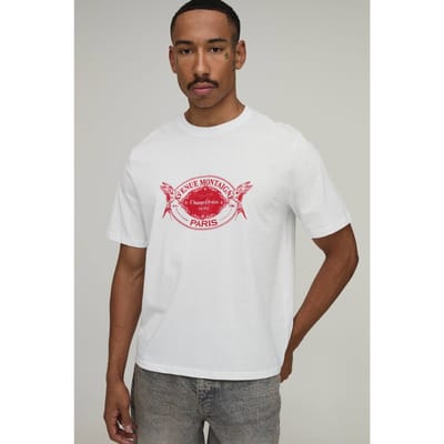 Wit Oversized Boxy T-shirt Met Paris Borstprint | White | Size Large