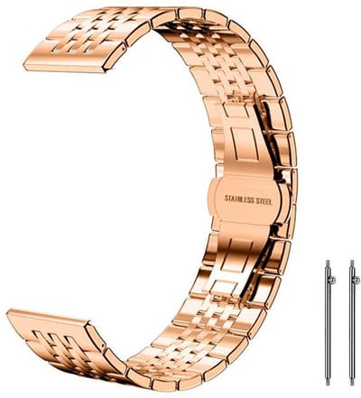 Stalen bandje - geschikt voor Garmin Venu 2s / 3s / 4 (41mm) / Vivoactive 4s / Forerunner 255s / 265s - Huawei Watch GT 5 Pro - 42mm / GT 6 / GT 5 / GT 4 - 41mm - rvs - rosegoud