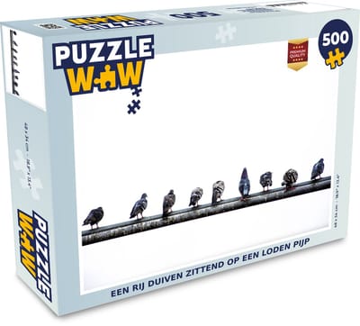 Puzzel Een rij duiven zittend op een loden pijp - Legpuzzel - Puzzel 500 stukjes