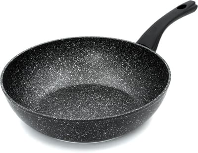 Professionele Wokpan Zwart 28 cm - Geschikt voor Alle Warmtebronnen
