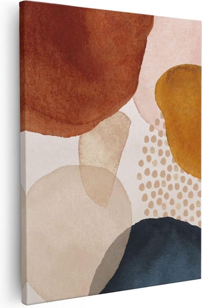 Artaza Canvas Schilderij Abstract Beige - 40x50 cm - Wanddecoratie Modern - Muurdecoratie Woonkamer - Kamer Accessoires Geometrisch