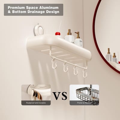 Badkamer Rek Zuigschotel Shower Shelf Bathroom Organizer Doucherek Doucherek Zonder Boren Kitchen Organizer Badkamer Accessoires Opbergen En Organiseren Shower Caddy Mat (1 Stuk, Wit)