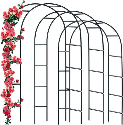 Rozenboog Metaal - Klimplant Steun - Tuin Decoratie - Roestwerende Coating - 240 x 140 cm - Zwart