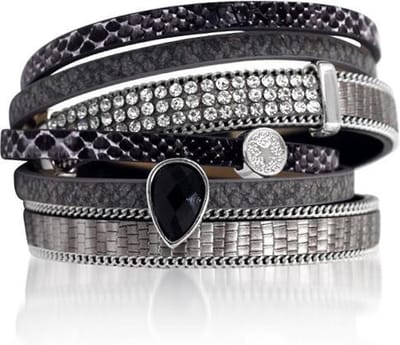 Montebello Armband Amer - Pu Leer - Zirkonia - 20mm - 38cm
