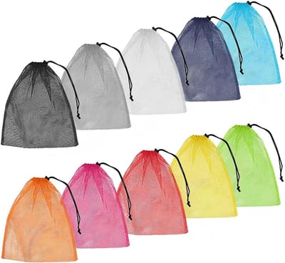Nylon mesh tas 35x40cm - kleurrijke trekkoord zakken - multifunctionele opbergzakken - ideaal voor reizen en sport - SnelShoppen