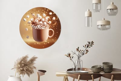 WallCircle - Wandcirkel - Muurcirkel - Chocomelk - Drinken - Warm - Bruin - Aluminium - Dibond - 90x90 cm - Binnen en Buiten