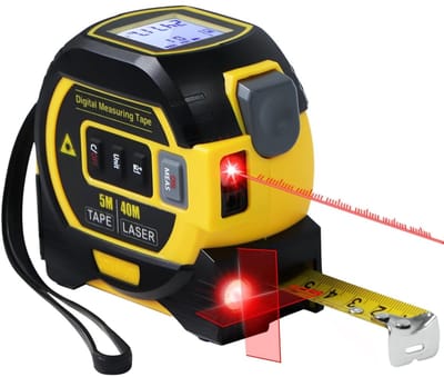 TOVBMUP 3-in-1 meetlint - Laser-afstandsmeter - Verticale kruisdraad-afstandsmeter - Digitale laser-afstandsmeter - LCD-scherm - 40 m laser-afstandsmeter - 5 m meetlint