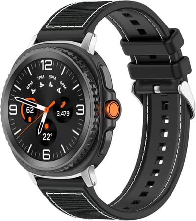 Strap-it Nylon / siliconen hybrid bandje met gespsluiting geschikt voor Samsung Galaxy Watch 9 (40/44mm) / Watch 8 (40/44mm) / 8 Classic (46mm) - zwart