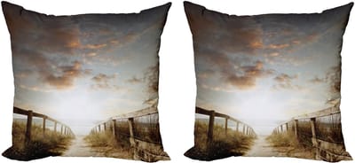 ABAKUHAUS Decoratieve kussenhoes met strandpadmotief, 2 stuks, moderne accenten, dubbelzijdige digitale print, 40x40 cm, meerkleurig
