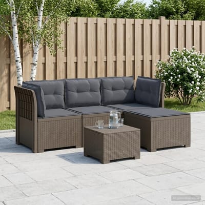 vidaXL - 4-Zitter - Tuin - Sofa - met - Kussens - Rattan - Look - PP - Lichtgrijs