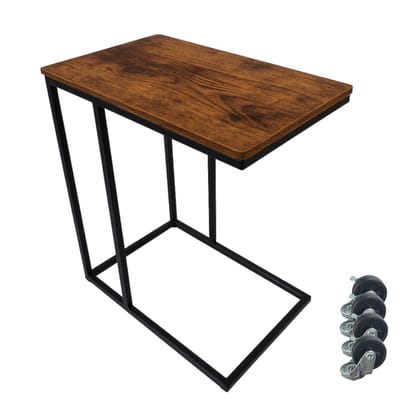 BEGRYF Bijzettafel - Rustiek Bruin - C-vorm - 55x35x62 cm - Met Wielen of Stelpoten - Industrieel Design
