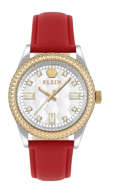 Philipp Plein Queen PWCDA0124 Horloge - Leer - Rood - Ø 38 mm