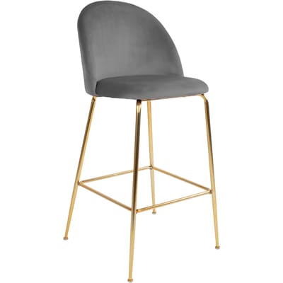 Fluwelen barstoel met poten in messing-look House Nordic Lausanne