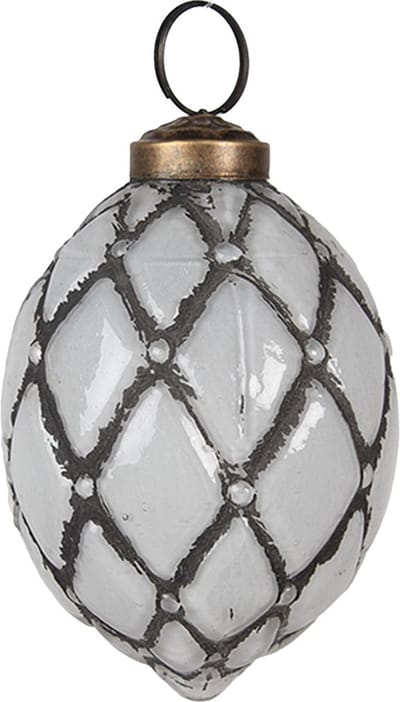 Clayre & Eef Kerstbal Overig Ø 6x8 cm Grijs Glas Kerstballen