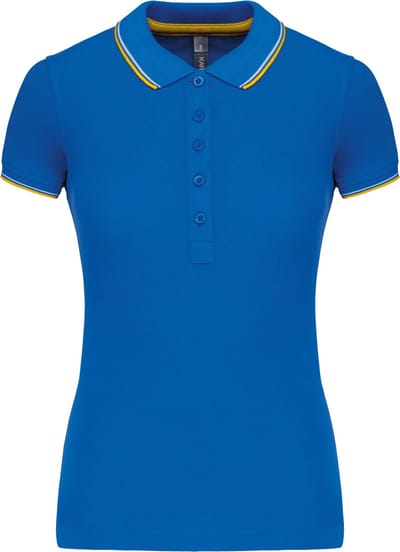 Kariban Damespolo korte mouwen K251 - Light royal blue/Yellow/White - M