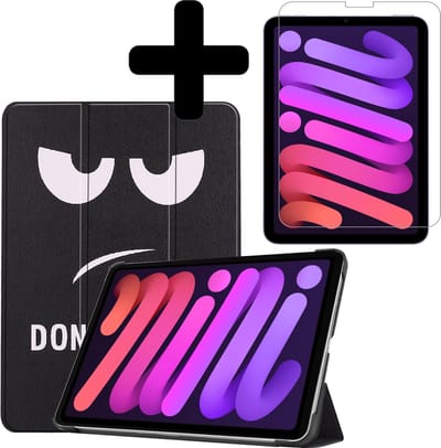 Hoesje - Geschikt voor Apple iPad Mini 6 (2021) - 8.3 inch - 6e Generatie - Met Screenprotector - Hardcover Book Case - Trifold Bookcase Hoes - Hard Cover - Tablethoes - Don't Touch Me