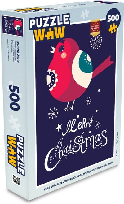 Puzzel Vogel - Sneeuw - Kerst - Merry christmas - Legpuzzel - Puzzel 500 stukjes - Kerst - Cadeau - Kerstcadeau voor mannen, vrouwen en kinderen