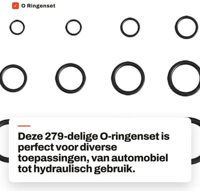 Dailygoods- O-Ringenset 279-delig - 18 Maten - Rubber Afdichting - Afdichtingsreparatie - Veelzijdig - Hoogwaardig Materiaal - Afdichtringen