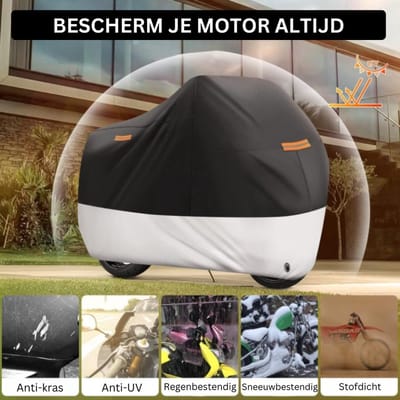All Season Motorhoes, waterdicht, met slot, XXL, zwart-zilver Bescherming tegen alle weersomstandigheden - Harley-Davidson - Honda - Suzuki - Kawasaki