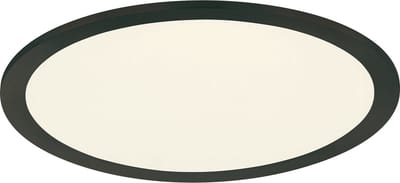 Trio leuchten - LED Plafondlamp - Plafondverlichting - 15W - Warm Wit 3000K - Dimbaar - Rond - Zwart - Aluminium
