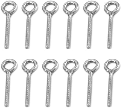 M6 Ringbouten Set van 12 Stuks - RVS Oogschroeven met Lange Schacht voor Bevestigen en Ophangen van Voorwerpen, Ideaal voor Rollers en Decoratie