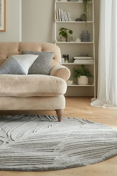 Flycarpets Lino Leaf Modern Laagpolig - 100% Wol Vloerkleed - Grijs - 160x160 cm