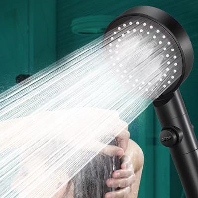 Waledano® Waterbesparende Douchekop, 5 Massagestanden, Douchekop, Hogedrukdouchekop, Filterhanddouchekop, Regendouche , Met stop knop, Zwart