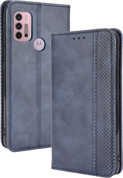 Coverup Hoesje - Geschikt voor Motorola Moto G10 / G20 / G30 Hoesje - Coverup Vintage Style Book Case - Blauw