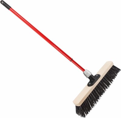 Staaldraad straatbezem - buitenbezem - 40 cm - met metalen telescoopsteel - rood 80 - 130 cm - Harde buitenbezems