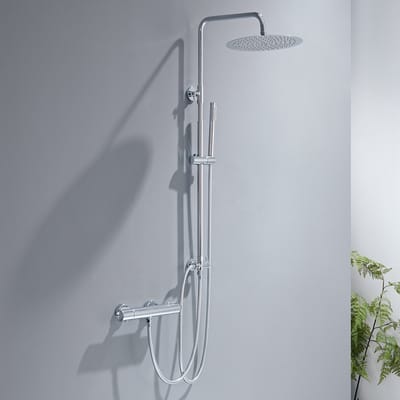 Auralum Max Douchesysteem - Douche Set - Hoofddouche Ø 25 cm - Elegant Handdouche - RVS - Rond Design - Verstelbare Hoogte 72-110 cm - Duurzame Messing Omsteller - Chroom